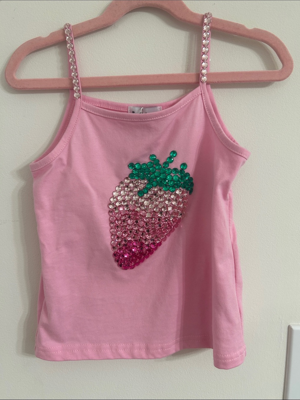 Girls Pink Sequin Strawberry Tank Top Lola and the Boys never worn Size 8